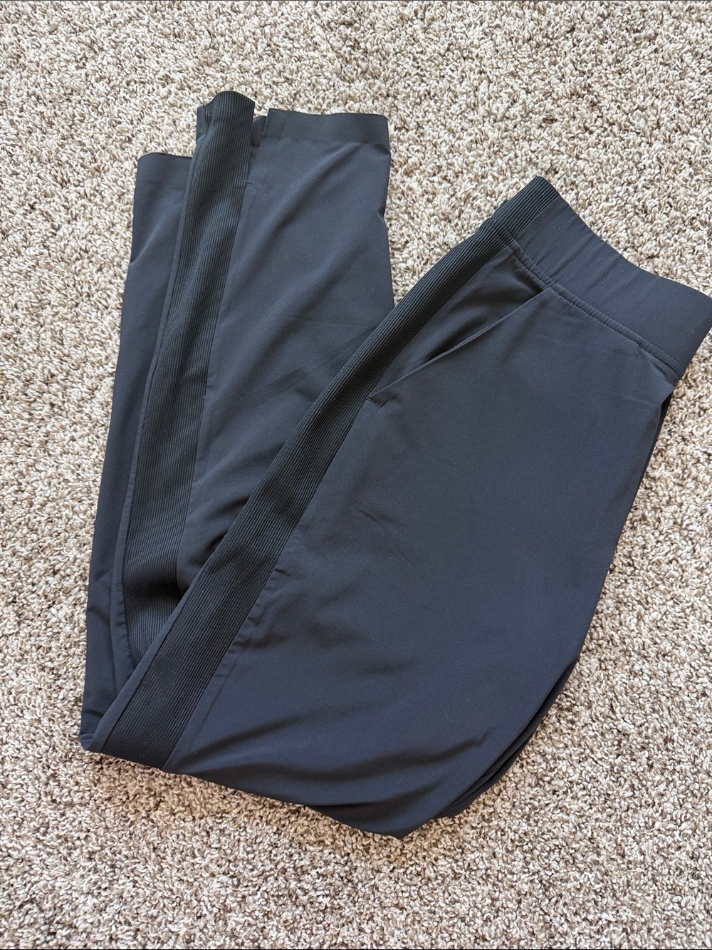 Athleta Black Track Jogger Pants with Side Rib Detail